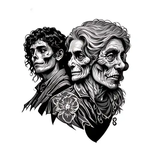 Chest Tattoo Showcasing Journey And Dead Grandma And Brother