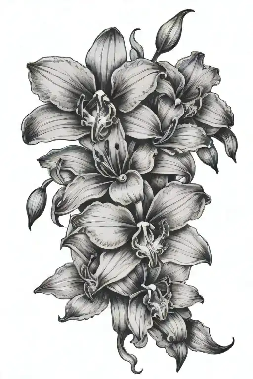 Lily Flower And Orchid Flowers Growing