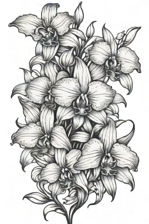 Lily Flower And Orchid Flowers Growing