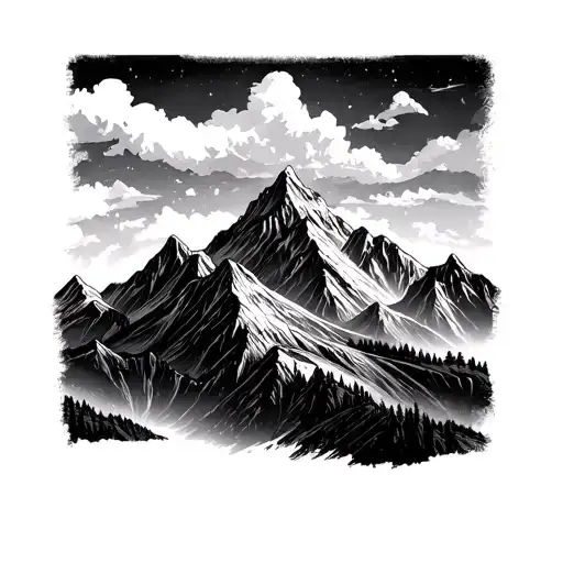 Mountain Range With A Winding