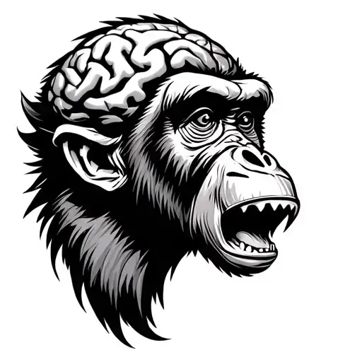 Screaming Monkey Head With Brain Exposed