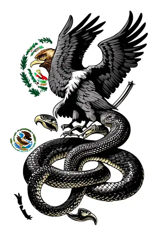Mexican Flag Eagle And Snake