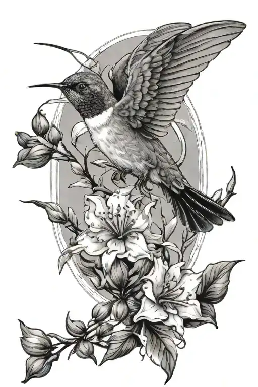 Humming Bird And Bluebell