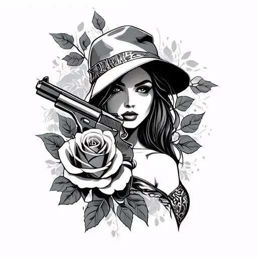 Kickboks Woman Roses Gun