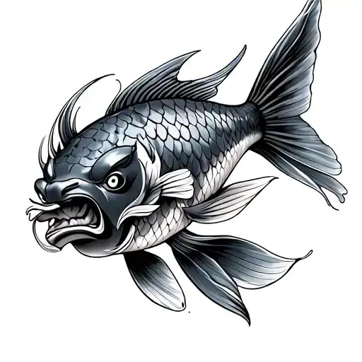Koi Fish With Oni Mask
