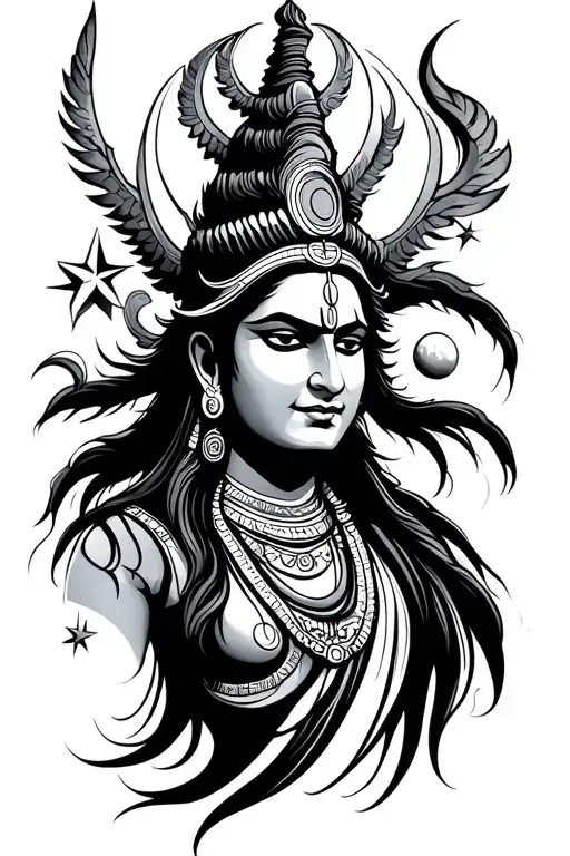 Shiva With Space Stars Lines