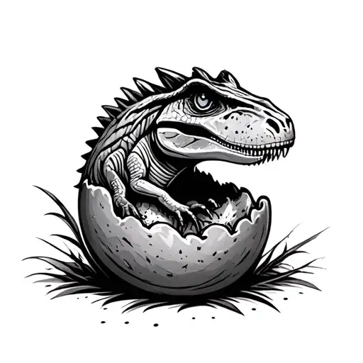 Cute Baby Velociraptor Hatching From An Egg