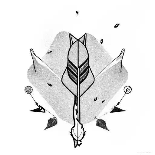 Arrow With Feather And Peace Curved Wrapped