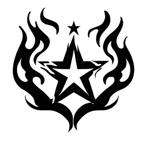 Japanese Style Flames And A Star