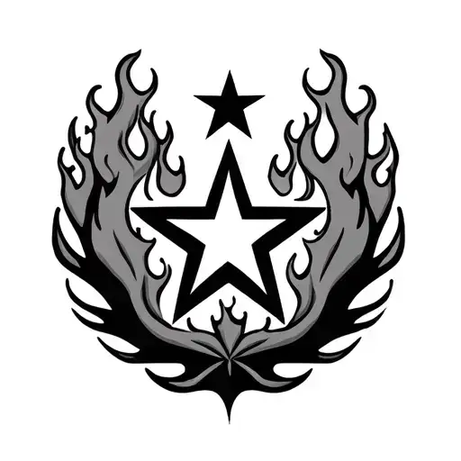 Japanese Style Flames And A Star