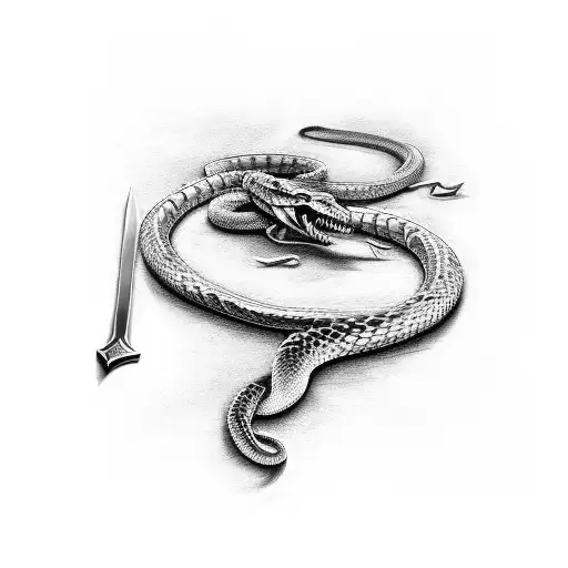 Sword With Rattlesnake Wrapping Around It