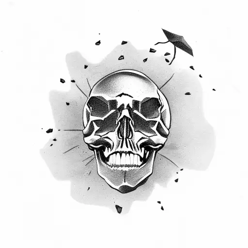 Upside Down Skull Being Used As A Flower Pot