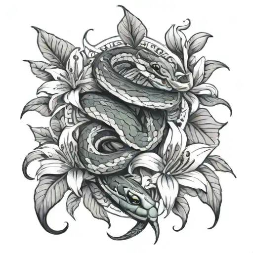 Snake And Lilies
