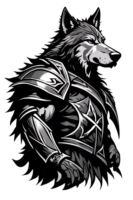 Spartan Warrior Wolf Silhouette Surrounded