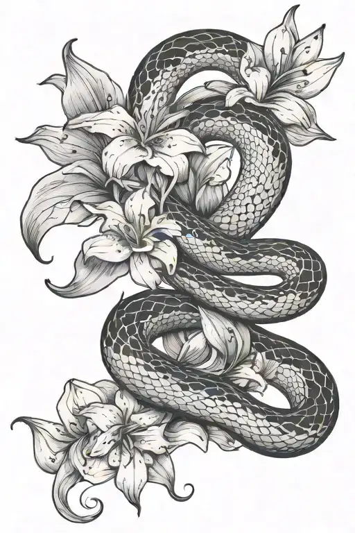 Snake And Lilies