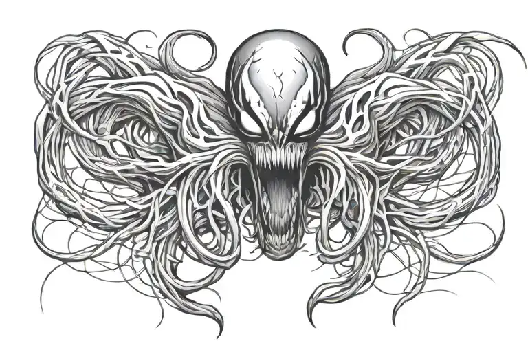 Venom And Lines On The Chest On Both Sides Of The Guy