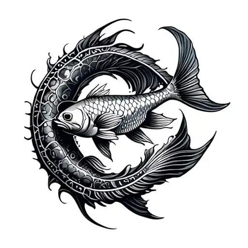 Pisces Round Tattoo Design
