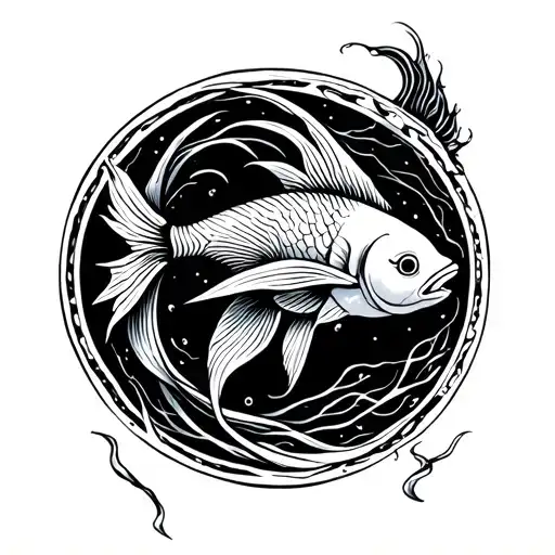 Pisces Round Tattoo Design