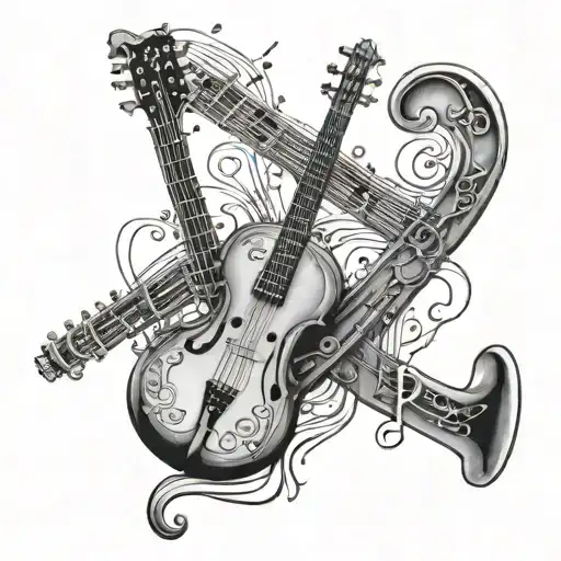 Symmetrical Music Notes N Instruments