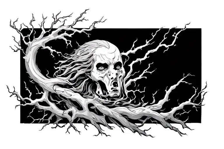 Line Work Lightning With A Bold Stepped Leader And Branches That Curves To The Left