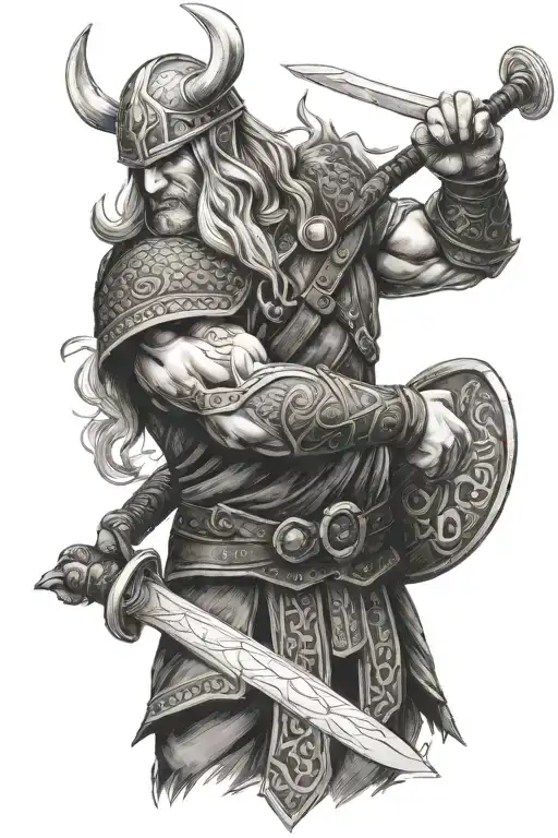 Viking Warrior Wielding