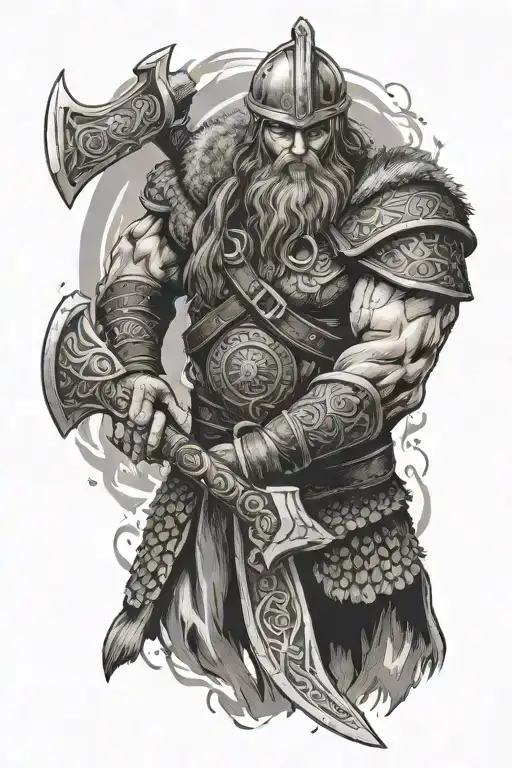 Viking Warrior Wielding Perun's Ax