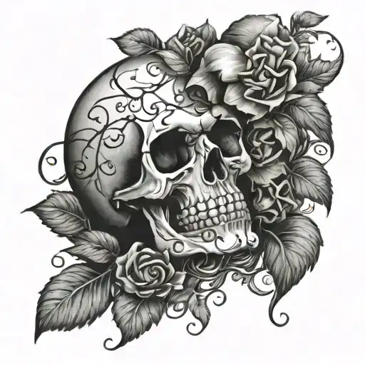 Skull And Greenery Wrapping Side