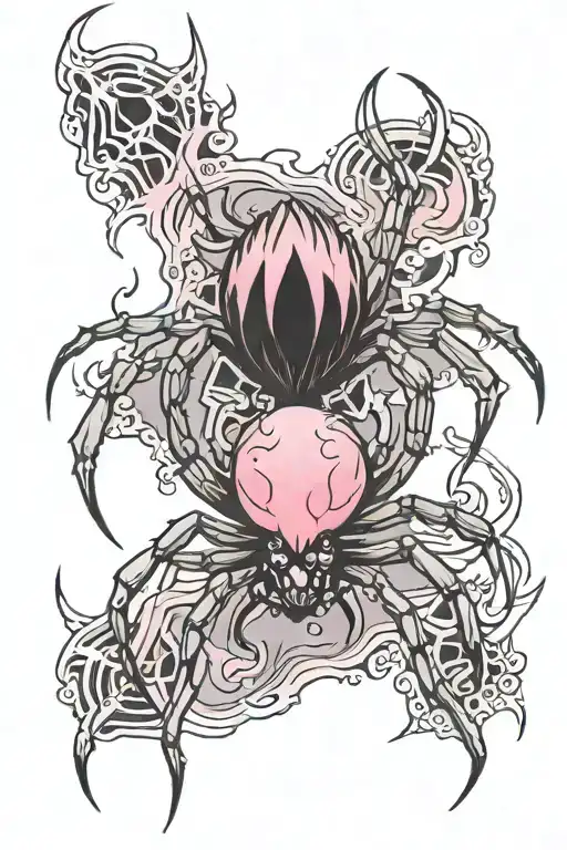 Pink With Flames On Top And In The Size Where A Spider Hangs