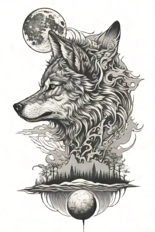 Wolf And Moon Rising
