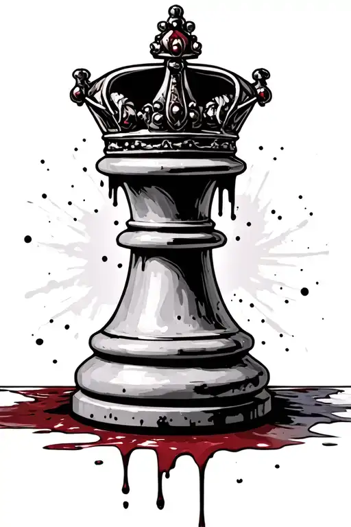 Queen Chess Piece After War Blood Dripping