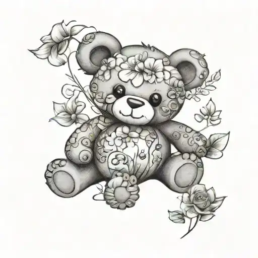 Floral Teddy Name Text