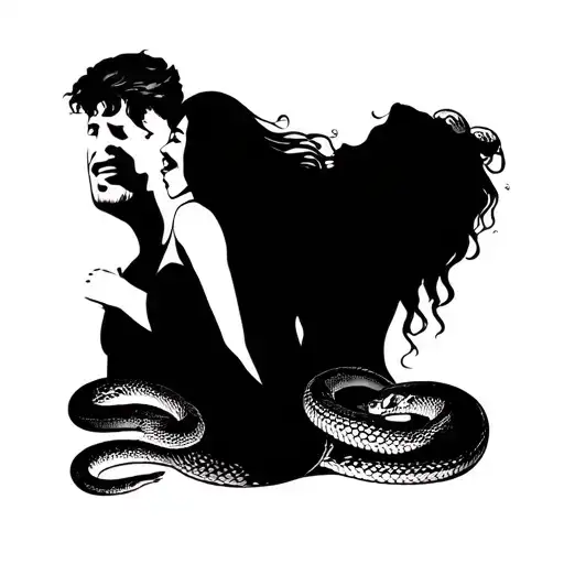 A Man With A Woman And A Snake