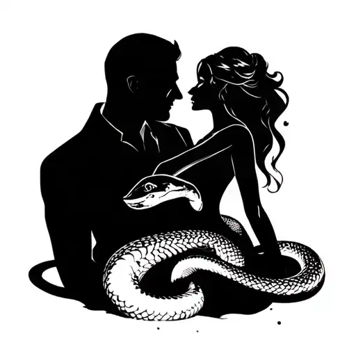 A Man With A Woman And A Snake