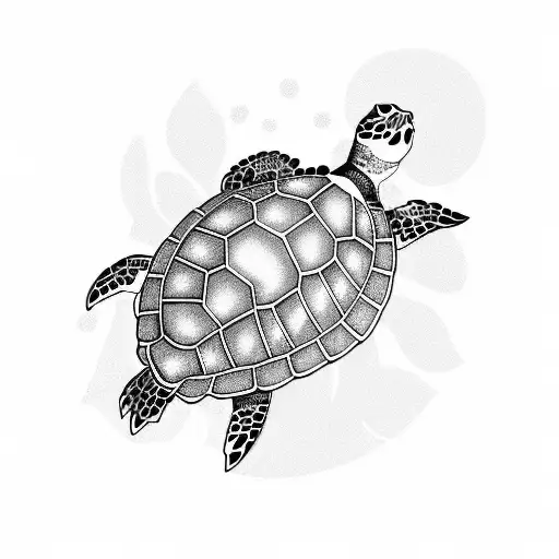 Feminine Sea Turtle With Flowers