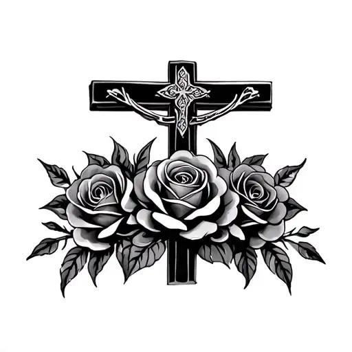 Christian Cross With Roses