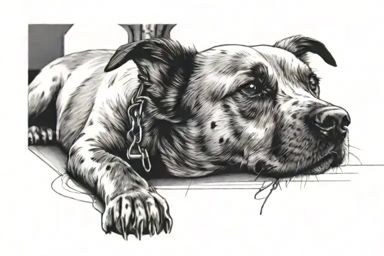 Dog Laying On Line Work