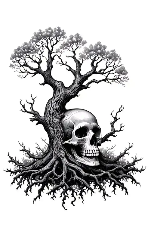 Tree Of Life Growing From Skull Sleeve