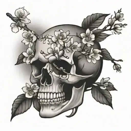 Skull And Cherry Blossom Tree