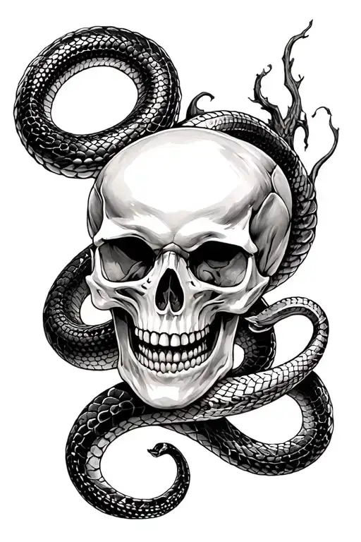 Skull With A Snake