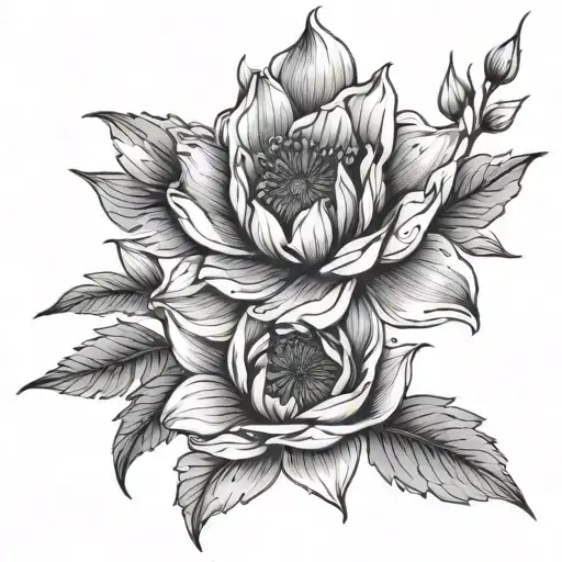 Fine Line Flowers Blooming