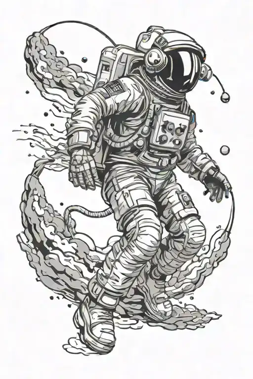 Astronaut Floating In Space Listening To Music