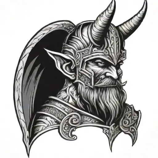 Viking Warrior Devil Wearing Suit