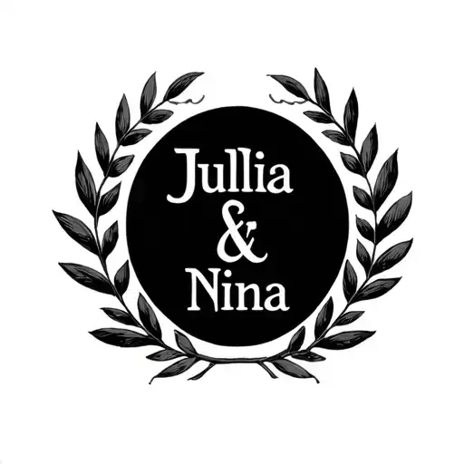 Laurel Wreath With Names Julia And Nina Name Tattoo In Classic Roman Style