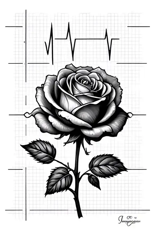 Small Rose With Heartbeat As The Stem
