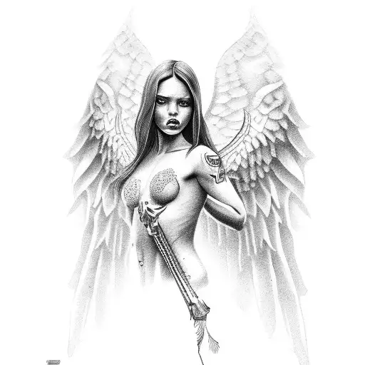 Guardian Female Angel Tattoo For Men