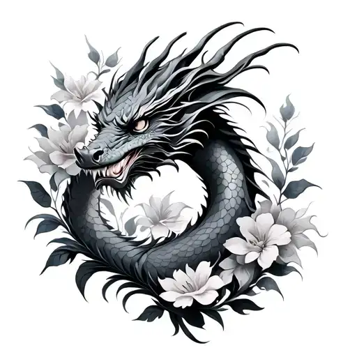 Dragon And Flowers