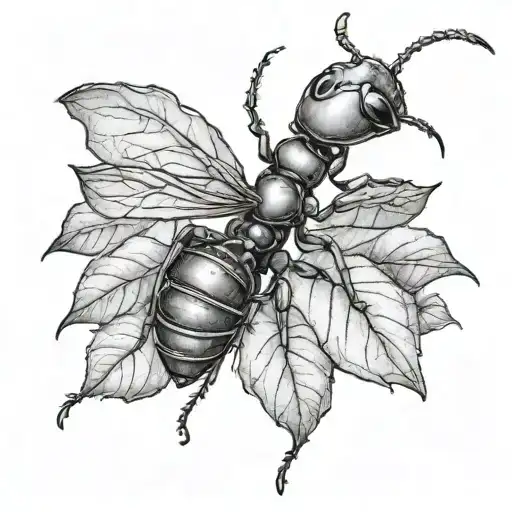 Ant Carrying A Heart-shaped Leaf In Its Mandibles