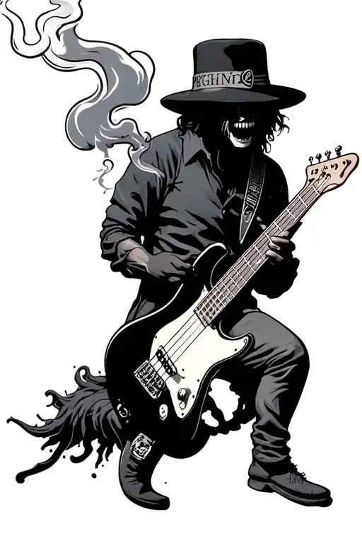 Blunt Smoking Up And Bass Guitar No Human