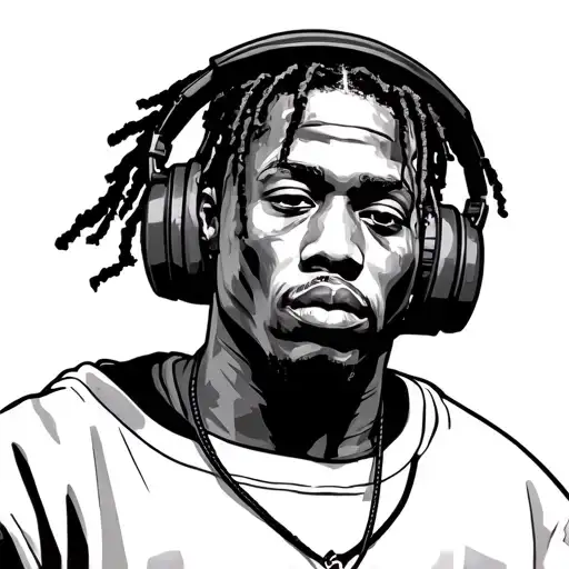 Cartoon Travis Scott With Headphones