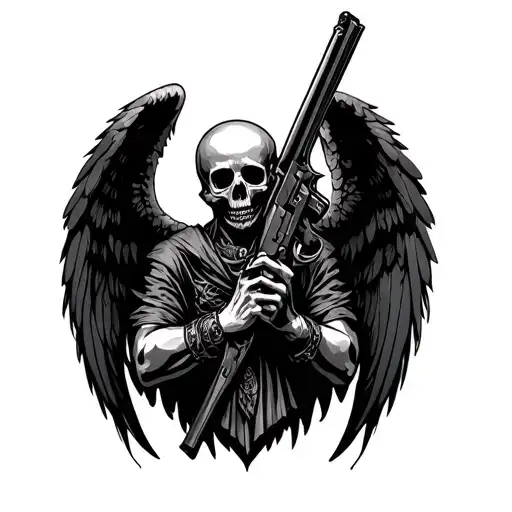 Angel Of Death Holding Gun